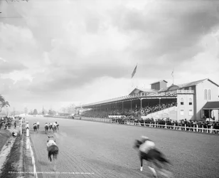 Final de una carrera con hándicap, Crescent City Jockey Club, Nueva Orleans, Luisiana, c.1906
